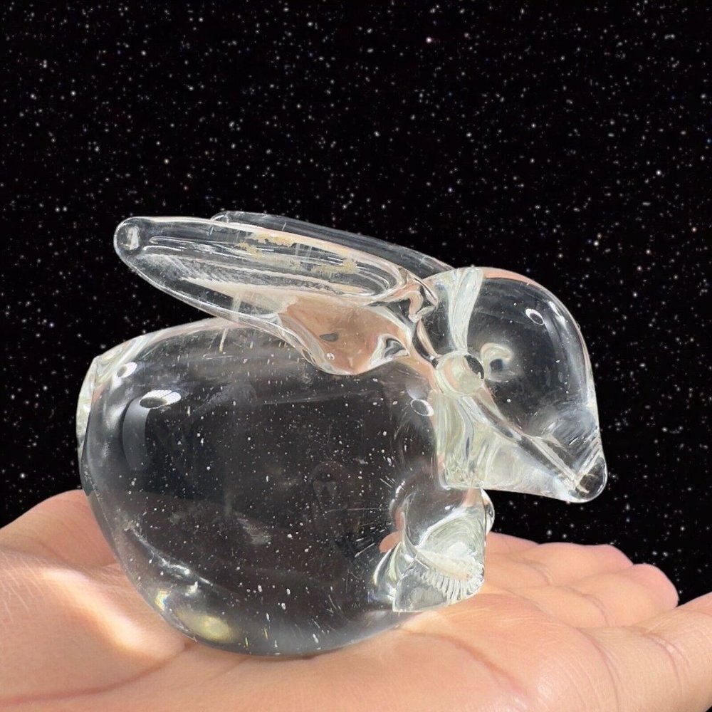 Whimsical Clear Art Glass Bunny Rabbit Figurine Small House Decor Glass Figure - Picture 13 of 14